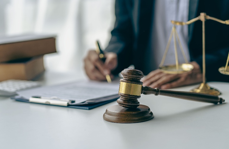 lawyer is working with documents