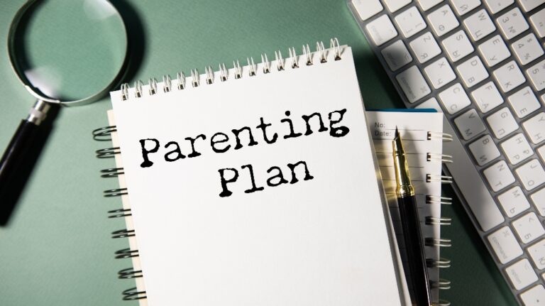 Notebook with words Parenting Plan